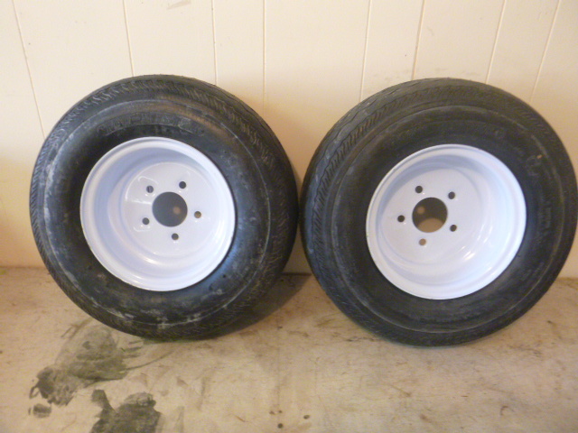 2 NEW Tow-Master Trailer Tires with 5 Hole Rims