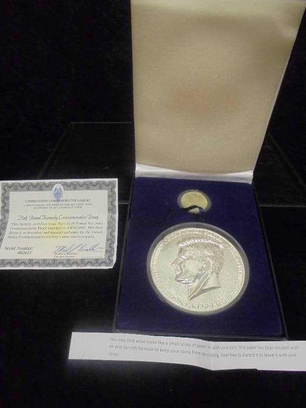 1964 Kennedy & Half Pound Kennedy Commemorative Proof (enriched in .999 Fine Silver), in Display