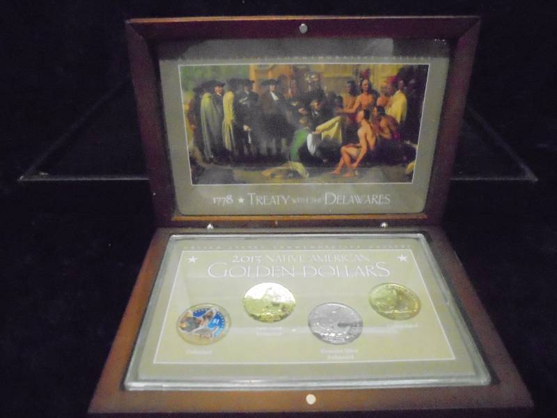 2013Native American Golden Dollars in Wood Display