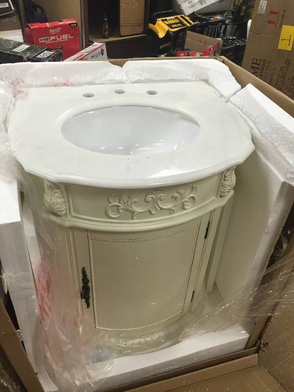 lot 2 image: Chelsea 26W Single Vanity 35Hx26Wx22D Antique New