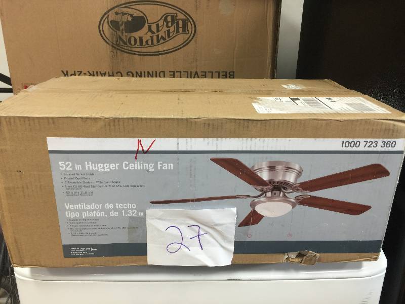 lot 27 image: Hamtopn Bay Hugger 52 in. Brushed Nickel Ceiling Fan New