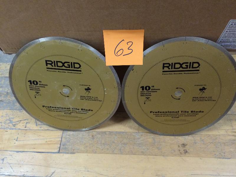 lot 63 image: Lot of 2 New ridgid 10 tile blade