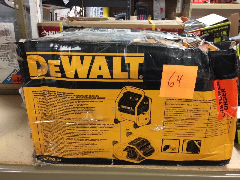 lot 64 image: Dewalt 2.5 Gal. Portable Electric Heavy Duty 200 PSI Quiet Trim Air Compressor New