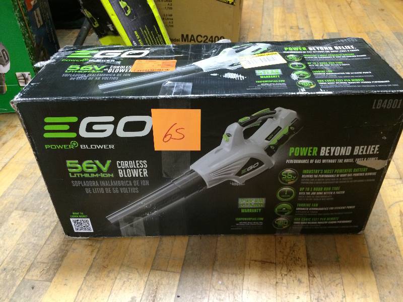 lot 65 image: Ego 480 CFM 3-Speed Turbo 56-Volt Lithium-ion Cordless Electric Blower in like new working conditions