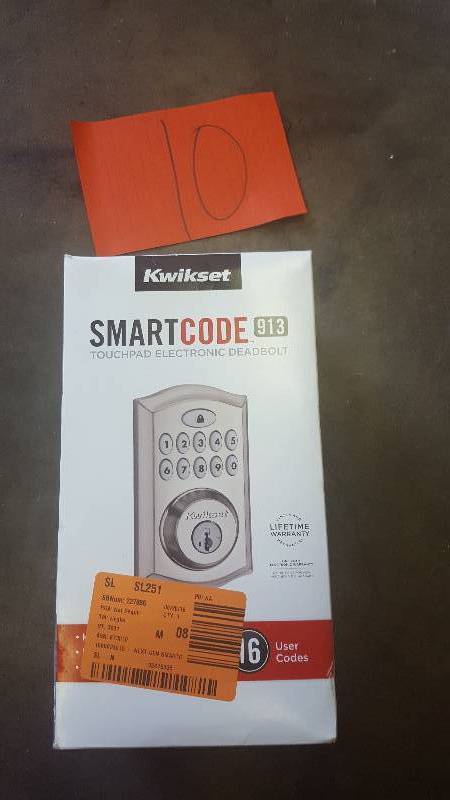 lot 10 image: Kwikset 913TRL Single Cylinder Touchpad Electronic Deadbolt from the SmartCode