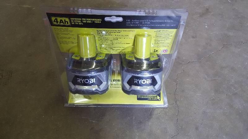 lot 74 image: Ryobi Cordless Power Tool Batteries 18-Volt One High Capacity  pack of 2