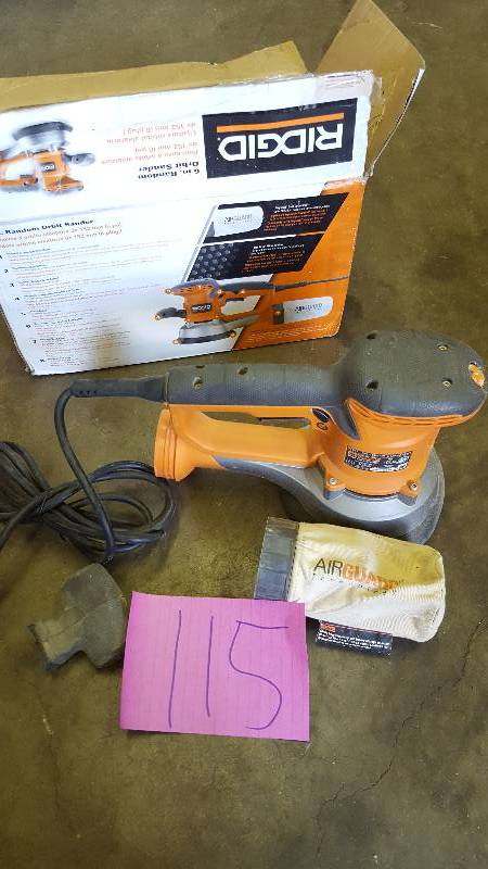 lot 115 image: RIDGID Sander 6 in. Variable-Speed Dual Random Orbit Sander with AIRGUARD used tested works