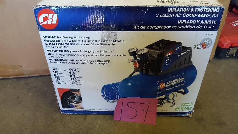 lot 157 image: CH 3 Gallon Air Compressor Kit