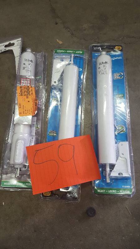 lot 59 image: Lot of 3 Hampton Products-Wright V150WH White Heavy Duty Storm Door Closer