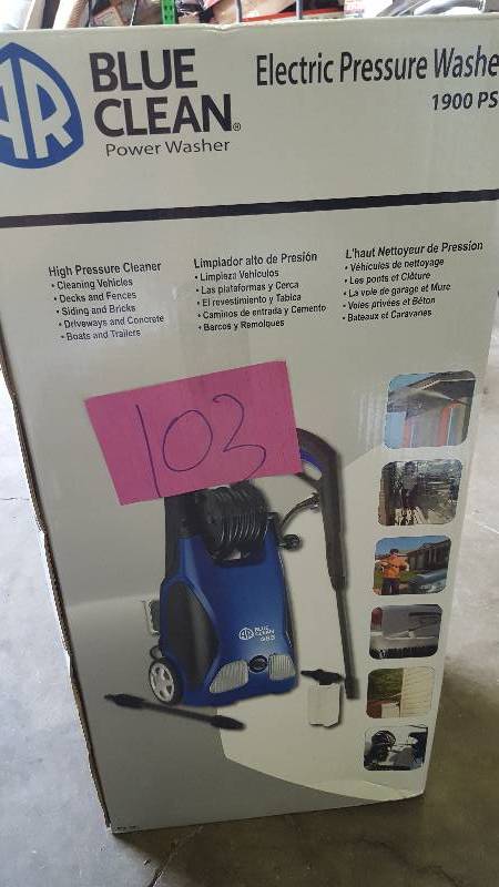 lot 103 image: Blue Clean electric Pressure Washer 1900 PSI