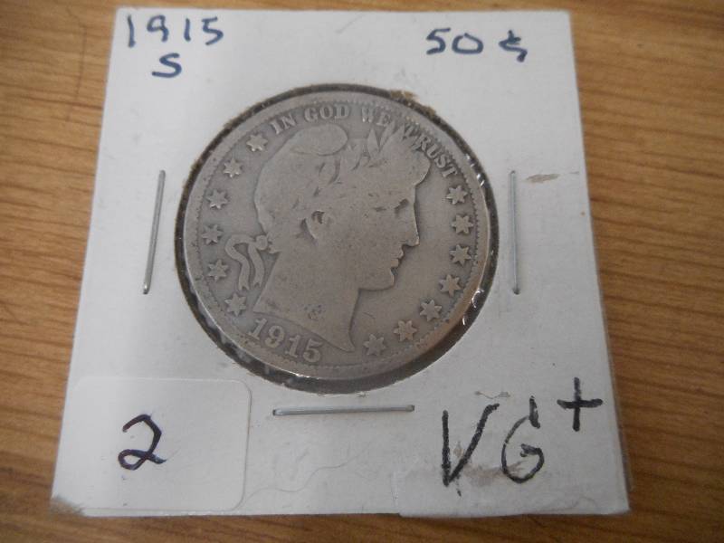 1915-S Barber Half Dollar, VG...