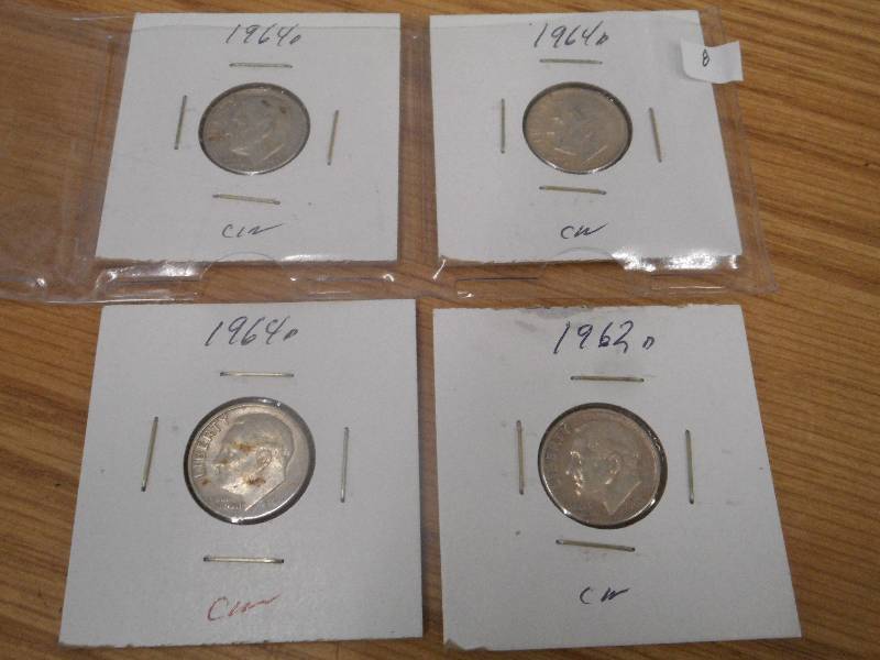 (4) Silver Roosevelt Dimes, Carded ...