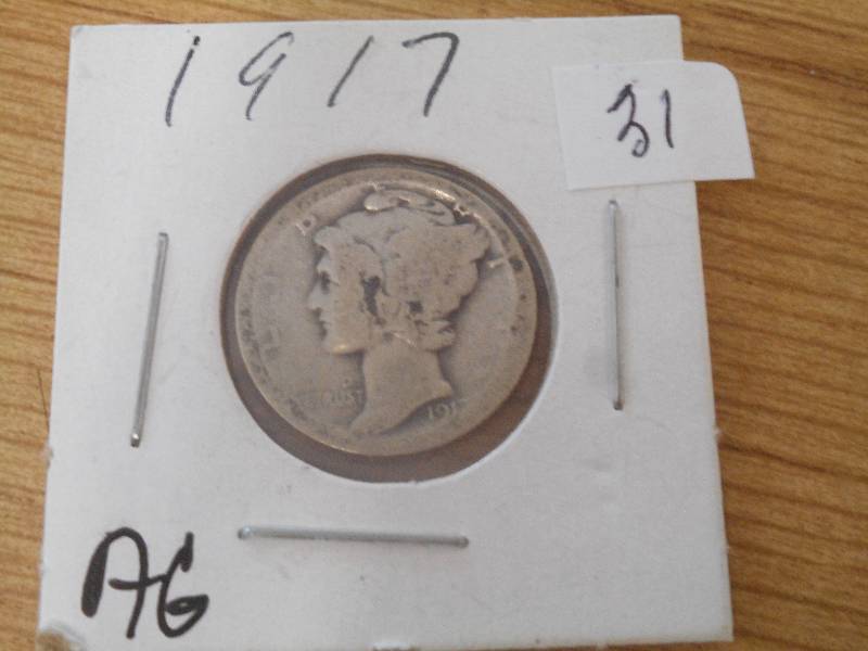 1917 Mercury Dime, AG...