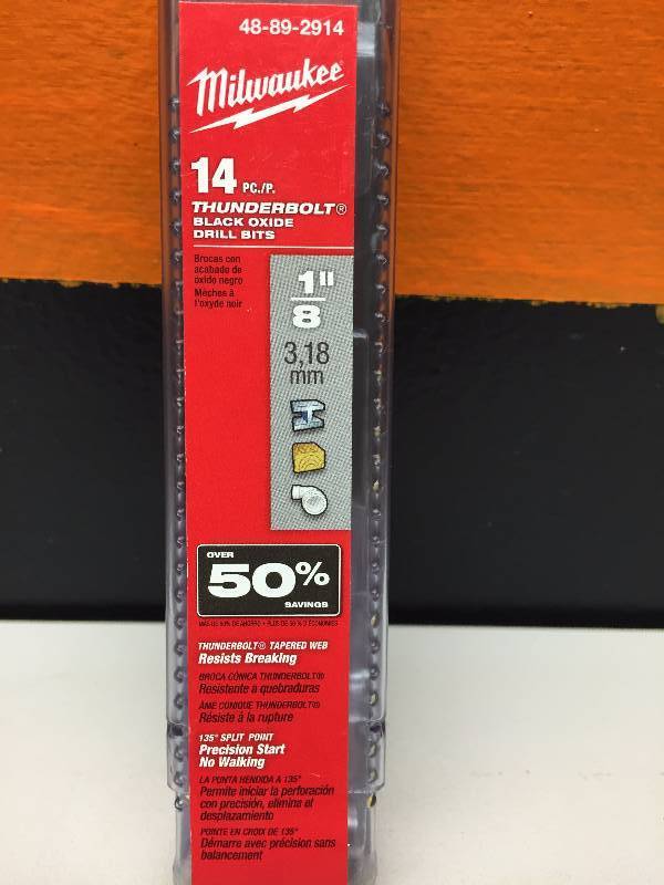 MILWAUKEE 14PC THUNDERBOLT BLACK OXIDE DRILL BITS 18