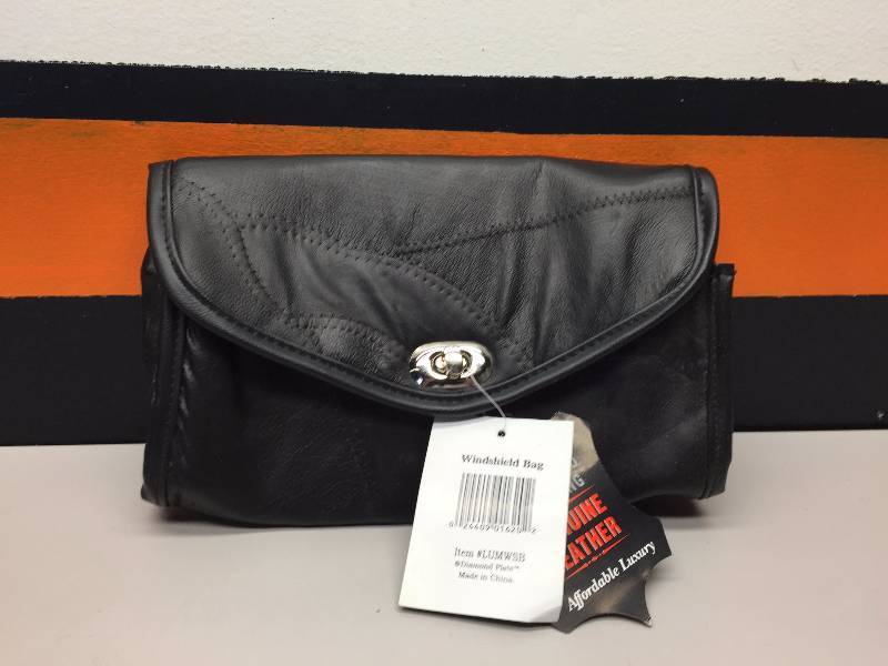 DIAMOND PLATE BUFFALO LEATHER WINDSHIELD BAG, TOOL BAG AND BAR BAG