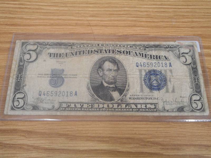 1934 C - United States $5.00 Silver...
