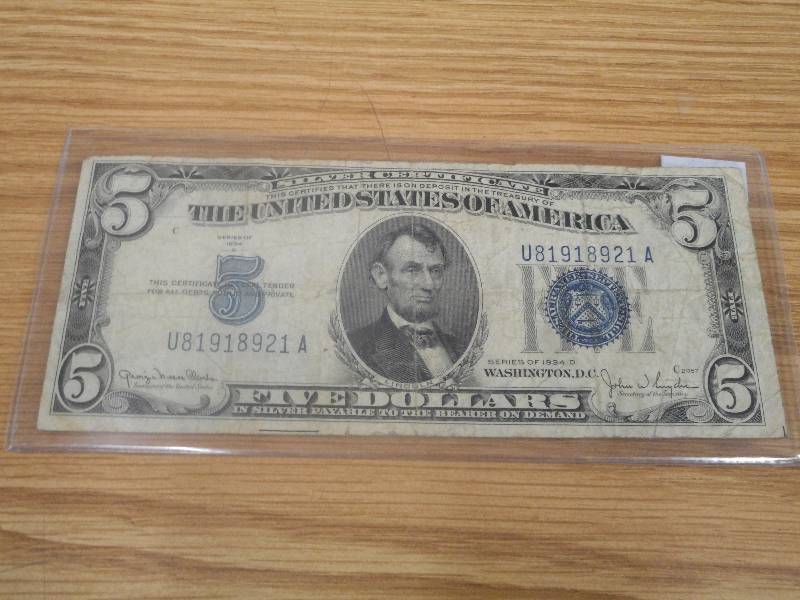 1934 D - United States $5.00 Silver...