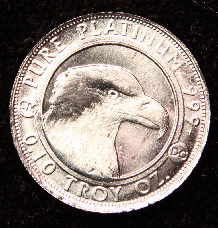 110th OZ. .999 FINE PLATINUM PROSPECTOR-EAGLE REVERSE