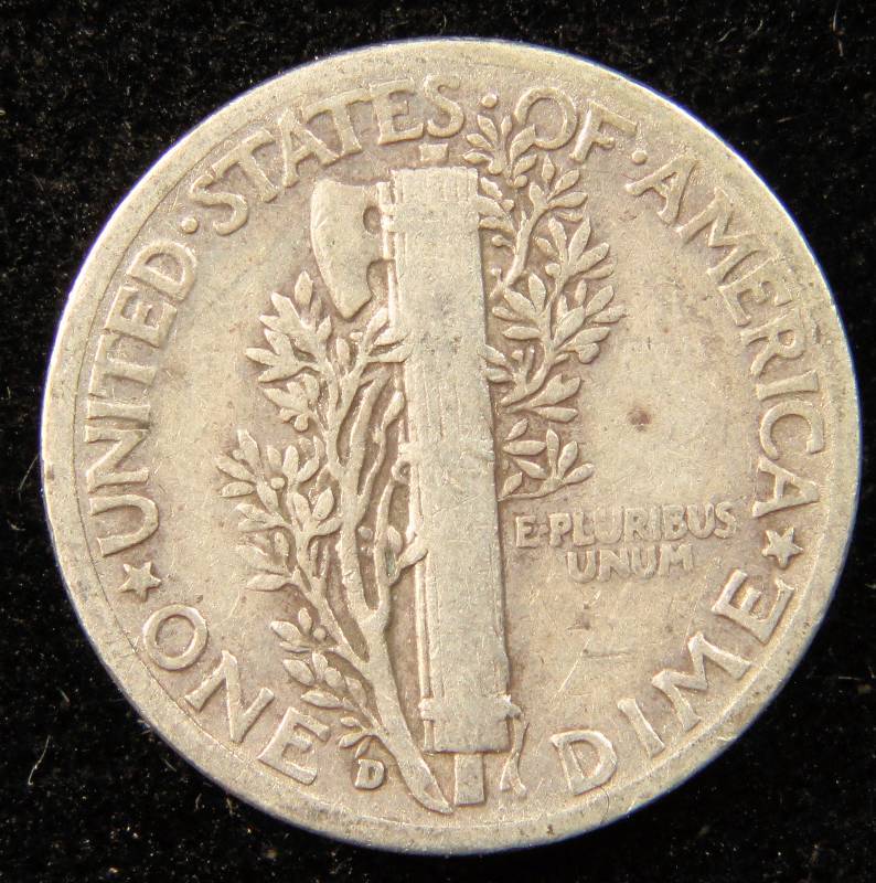 1943-D MERCURY SILVER DIME FINE