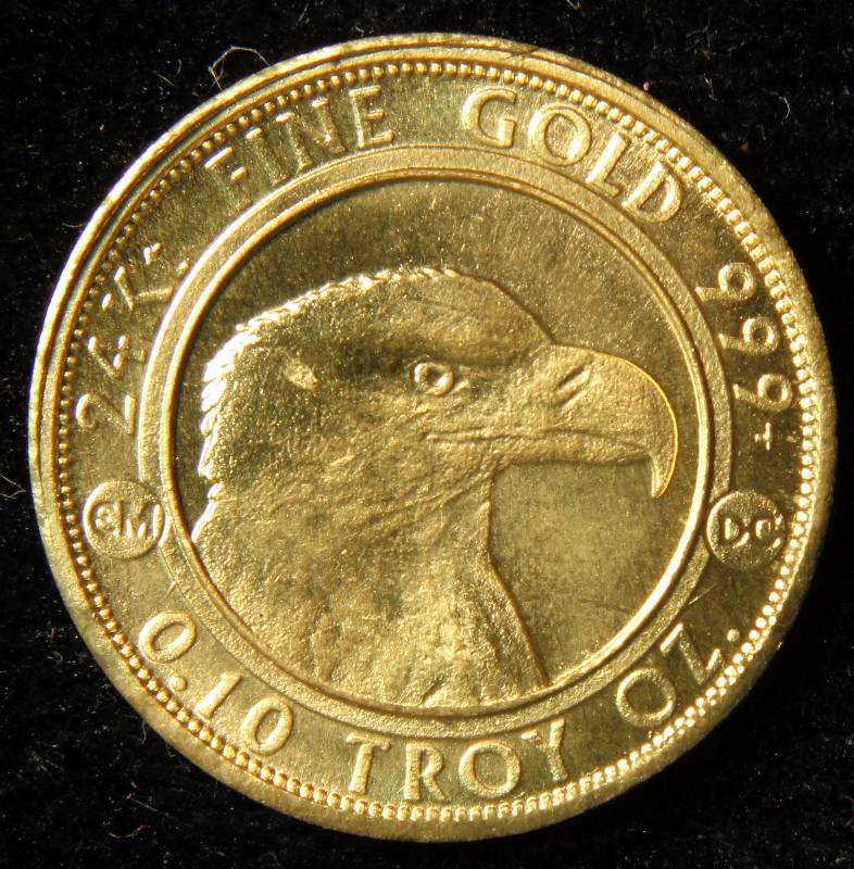 110th OZ. .999 FINE GOLD PROSPECTOR-EAGLE REVERSE