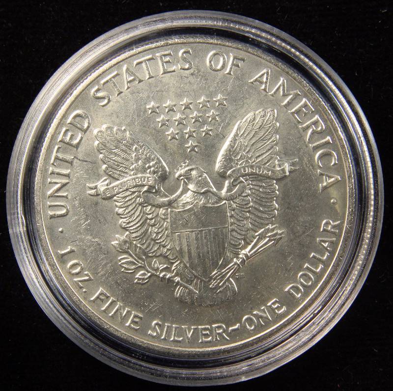 1991 AMERICAN SILVER EAGLE 1 TROY OZ. .999 FINE SILVER IN AIRTITE