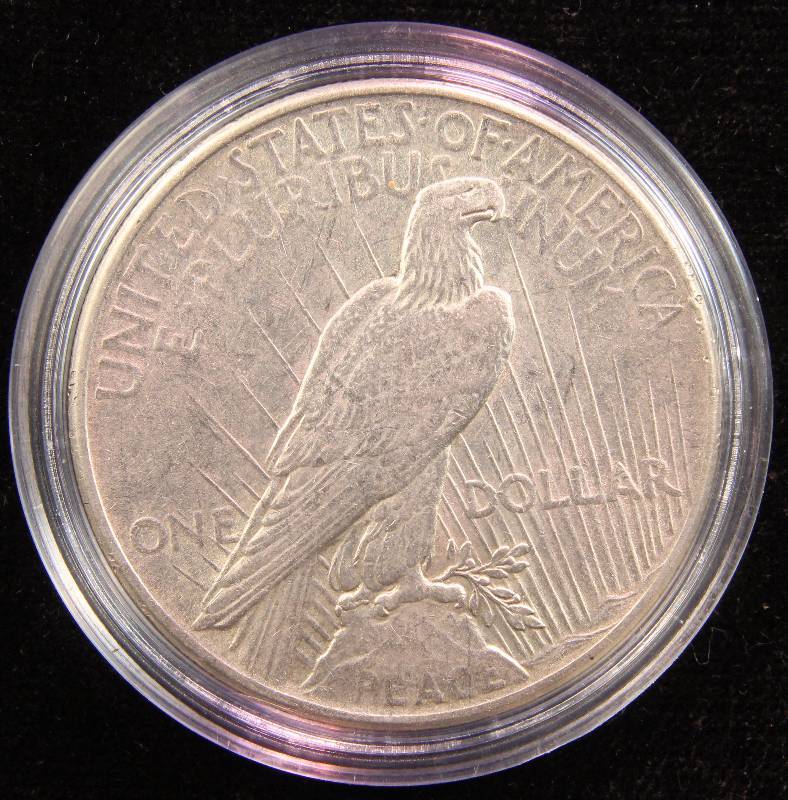 1925 PEACE SILVER DOLLAR AU IN AIRTITE HOLDER