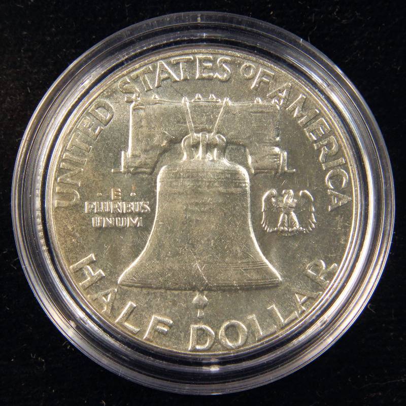1963 FRANKLIN SILVER HALF DOLLAR BU UNC IN AIRTITE HOLDER