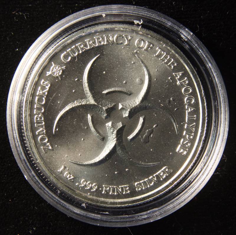 1 TROY OZ. .999 FINE SILVER ZOMBUCKS THE SAINT APOCOLYPSE IN AIRTITE HOLDER