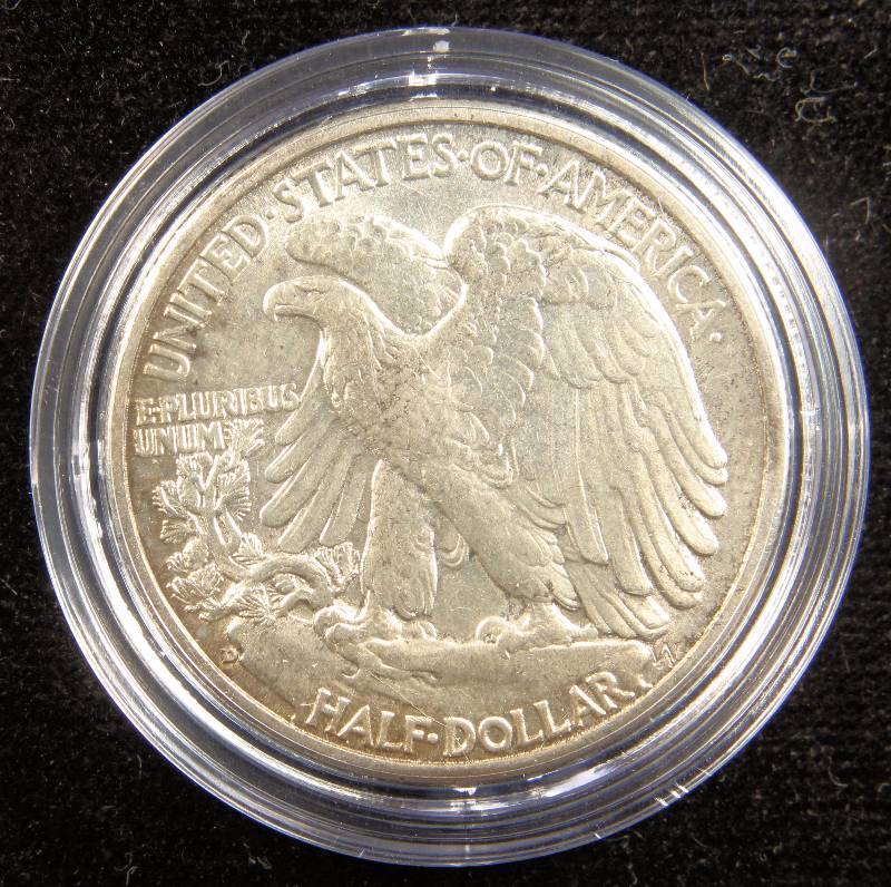 1943-D WALKING LIBERTY SILVER HALF DOLLAR AU IN AIRTITE HOLDER