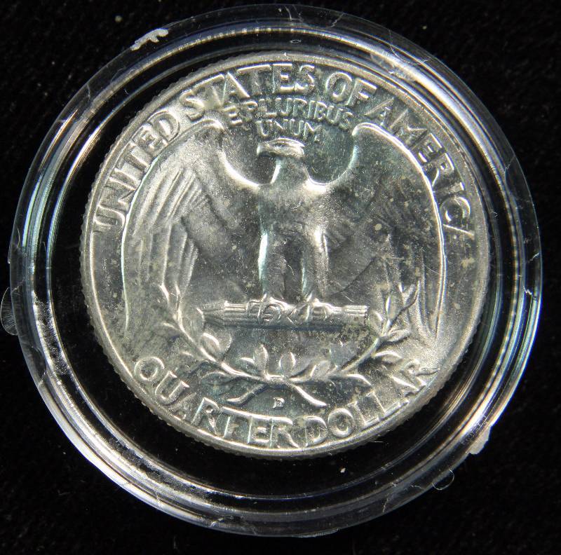 1964-D WASHINGTON SILVER QUARTER BU UNC IN AIRTITE HOLDER