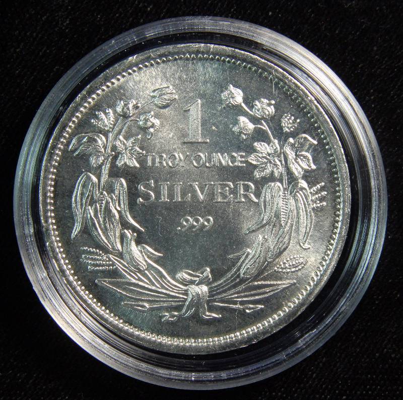1 TROY OZ. .999 FINE SILVER SEATED LIBERTY DESIGN IN AIRTITE HOLDER
