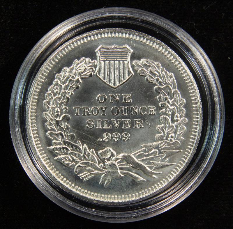1 TROY OZ. .999 FINE SILVER INDIAN HEAD DESIGN IN AIRTITE HOLDER