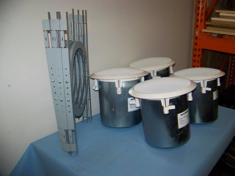 lot 39 image: (4) Bogen, High Fidelity, In-Ceiling Loudspeakers  Speakers with Ceiling Brackets