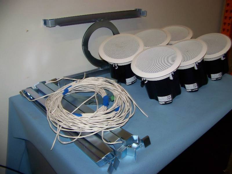 lot 43 image: (6) Tannoy, 4, In-Ceiling  Ceiling Loudspeakers  Speakers with Ceiling Brackets and Wire