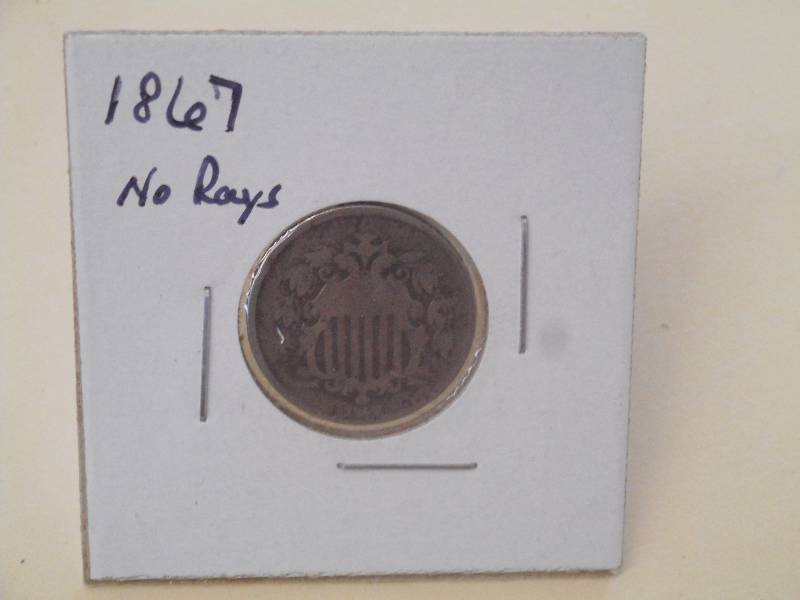 1867 - No Rays - Shield Nickel - Ci...