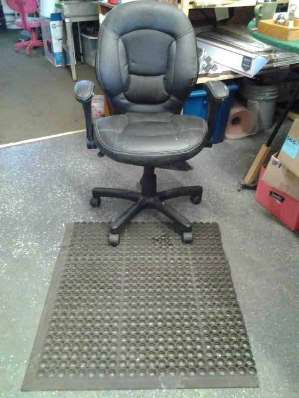 Black Office Chair & Black Floor Mat