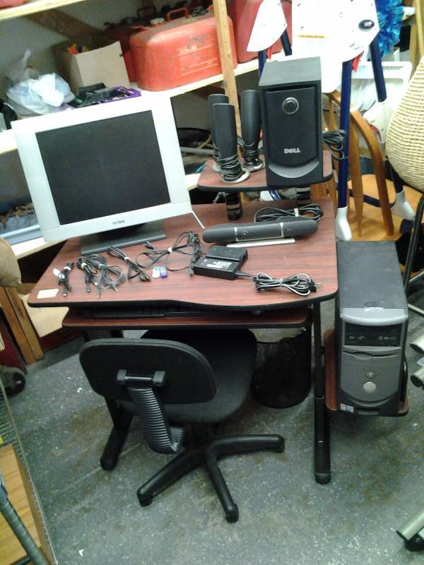 Computer Work Station With Chair & Computer Components