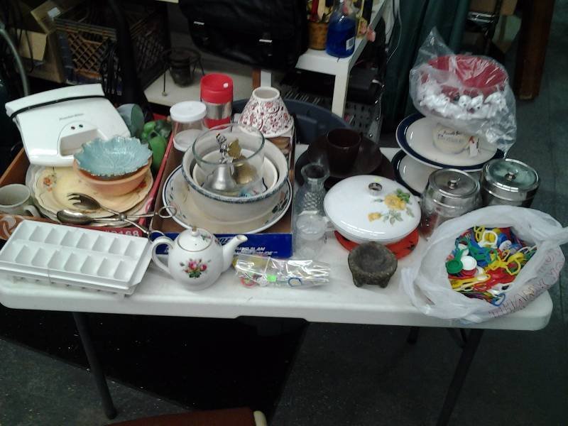Large Lot Of Kitchen Related-Vintage Plates, Bowls, Dog Dish, Canisters & More