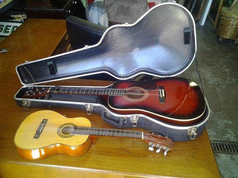 lot 16 image: 2-6 String Guitars One With Case Carlos Model 437 & Skylark