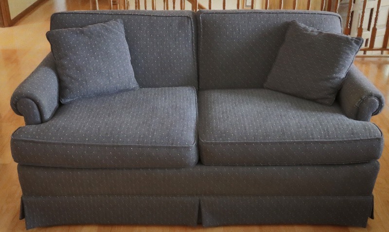 Love Seat, Darker Blue with a dot pattern (nice condition)