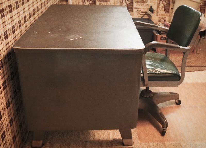 Large Industrial Metal Desk & Chair (very heavy & solid)
