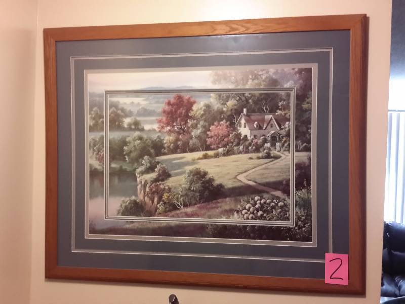lot 2 image: Nicely Framed House in the Country Print.. 36in x 24in