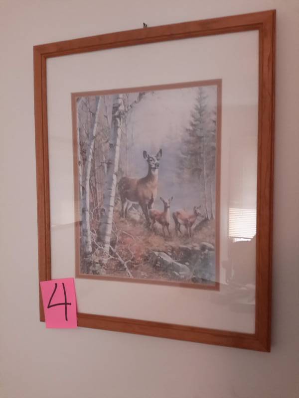 lot 4 image: Nice Deer Scene.. No artist shown.. 18in x 22in