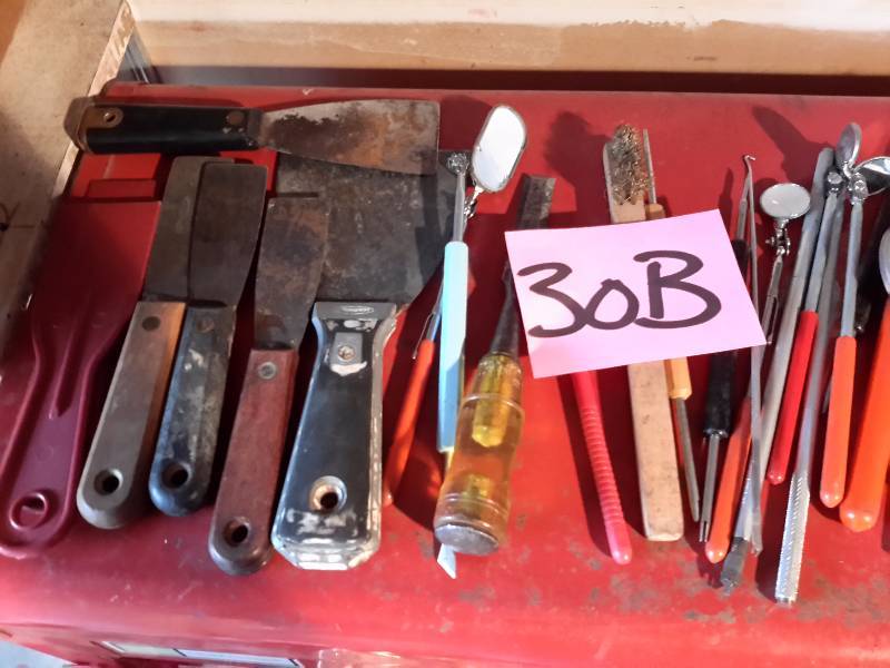 lot 30B image: Lot of Scrapers and Wire Brushes.. See closeup pictures