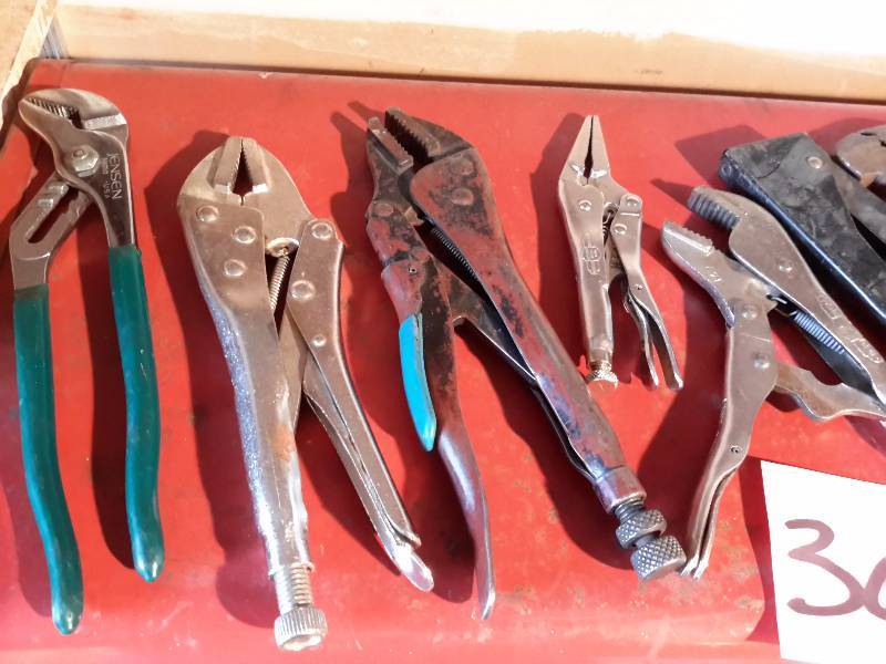 lot 30C image: Lot of Vise Grips and Water Pipe Wrenches