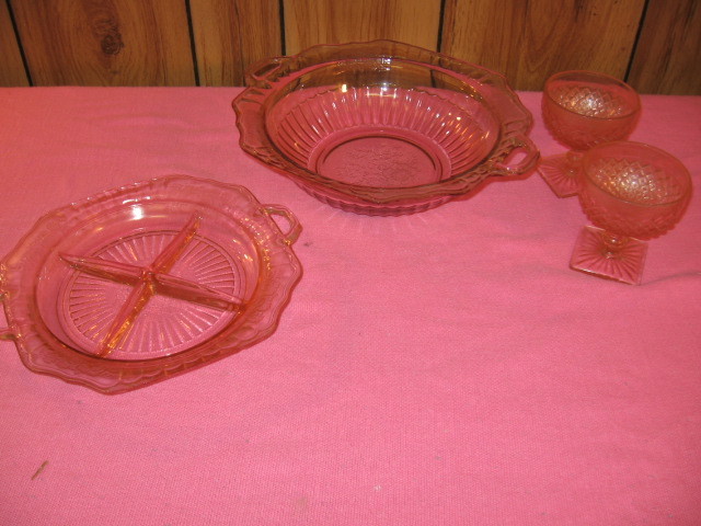 Pink depression glass