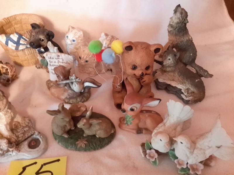 lot 55 image: Misc. Plaster Cast Statuettes as pictured.. See water bottle for size perspective.