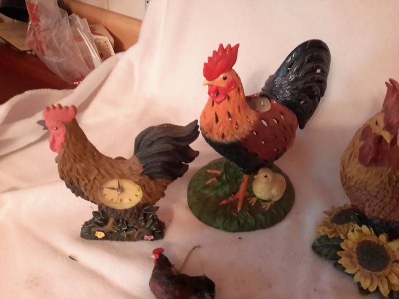 lot 60 image: Plaster Cast Chicken Statues and other as pictured.