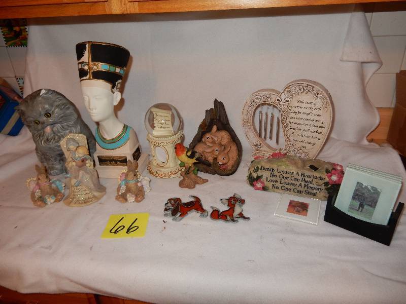 lot 66 image: Misc. Statues and dcor as pictured. Picture coasters