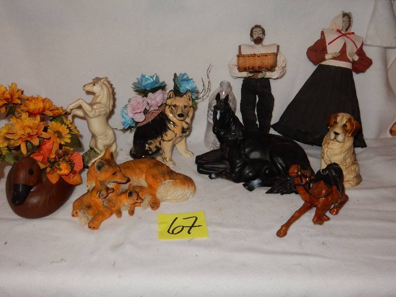 lot 67 image: Misc. Decorative items as pictured.. PAPER, statuesdolls as pictured.. Very cool
